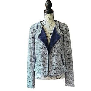 Tart Collections nautical preppy Tweed Striped  Natalie Open Jacket SZ M